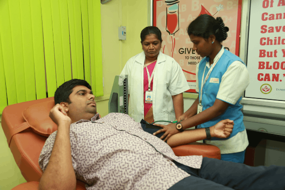 Checking Blood Pressure for blood donor patient